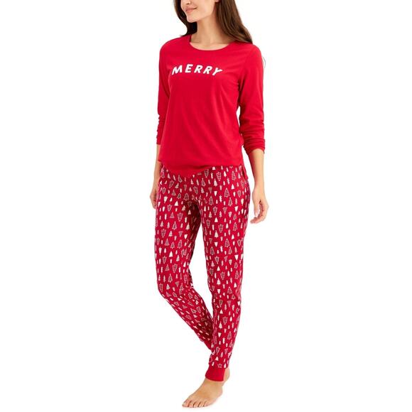 Family PJs Women's Merry Christmas Trees 2-Piece Holiday Pajama Set - Picture 3 of 3